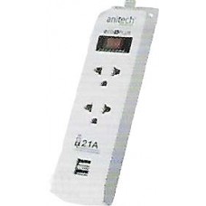 H101-WH ปลั๊กไฟ Power Strip 2 เต้าเสียบ สีขาว ANITECH