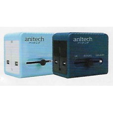 H110-BK หัวแปลงอะแดปเตอร์แบบพกพา Adapter Travel plug สีฟ้า ANITECH