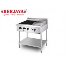 BER1-CB3BGG1BFS-GAS COMBINATION CHAR BROILER GRIDDLE FREE STANDING 71,000 BTU/HR-BERJAYA