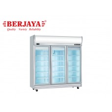 BER1-3D/DC-S/50HZ-ELECTRIC 3 DOOR DISPLAY CHILLER-BLOWER SYSTEM SILVER ALUMINIUM FRAME-BERJAYA