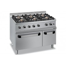 MBM1-MG7G6FA77XS-GAS RANGE 6 BURNERS WITH GAS OVEN AND RIGHT CUPBOARD WITH DOOR-MBM