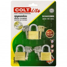 SI3403MK-กุญแจคล้องคอสั้นสีทองเหลือง 3ตัว/ชุด รุ่นแผง 40 มม.-COLT