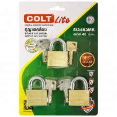 SI3453MK-กุญแจคล้องคอสั้นสีทองเหลือง 3ตัว/ชุด รุ่นแผง 45 มม.-COLT 