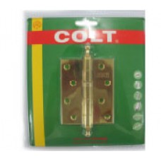 #843-บานพับทองเหลืองแท้มีจุ๊กแหวนลูกปืน (2อัน/แผง)-COLT