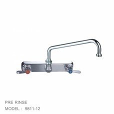 9811-12 Center Wall Mounted Workboard Faucet with Swing Nozzle Top Rinse