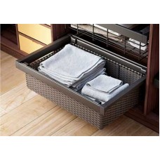 BKC06SVMK  ตะกร้าใส่ผ้าถักลายหวายพร้อมระบบราง Soft Close Clothing Rattan Basket