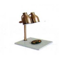 E01-2-CPWHMBB  2 Lamp food carving station / with marble base copper colour light post LKK เครื่องอุ่นอาหาร