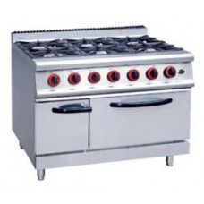 JUS-RQ-6  GAS RANGE 6 BERNER WITH OVEN JUSTA เตาแก๊ส6หัว