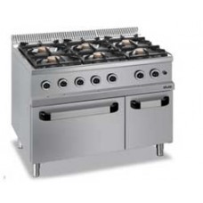 MG7G6FA77XS Gas range 6 burners with gas oven and right cupboard with door MBM เตาแก๊ส6หัว