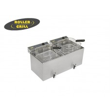 ROL1-MF120DR-ELEC. FRYER COUNTER 2-TANK , 2x12 LTS , 2-BASKET-ROLLERGRILL 