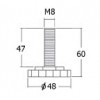 PL21-BL Ø48 มม. เกลียว M8 ขาปรับระดับ Table Base Adjust