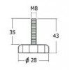 PL20-BL Ø28 มม. เกลียว M8 ขาปรับระดับ Table Base Adjust