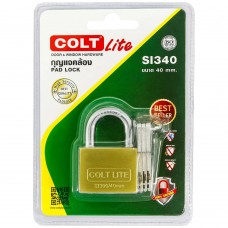 SI340-กุญแจคล้องคอสั้นสีทองเหลืองรุ่นแผง 40 มม.-COLT 