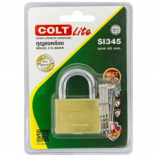 SI345-กุญแจคล้องคอสั้นสีทองเหลืองรุ่นแผง 45 มม.-COLT