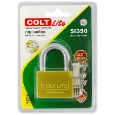 SI350-กุญแจคล้องคอสั้นสีทองเหลืองรุ่นแผง 50 มม.-COLT