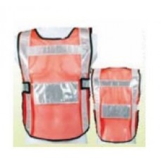 PU010 เสื้อกั๊กติดแถบสะท้อนแสง ตาข่ายส้มแถบขาว SAFETY VEST 