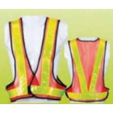 PU022 เสื้อกั๊กติดแถบสะท้อนแสง ตาข่ายส้มแถบเหลือง SAFETY VEST 