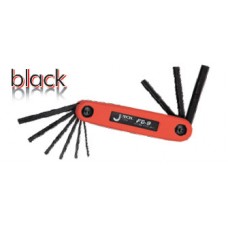 Folding Hex Key  กุญแจหกเหลี่ยมตลับ สีดำ 9ตัว/ชุด เจ อี เทค  JETECH