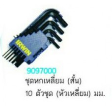 9097000 ประแจชุดหกเหลี่ยม(สั้น) 10ตัวชุด (หัวเหลี่ยม) เออร์วิน IRWIN 