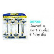 9097008 ประแจเซ็ทหกเหลี่ยม ด้าม T หัวเหลี่ยม 8 ตัว/ชุด(นิ้ว) เออร์วิน IRWIN 