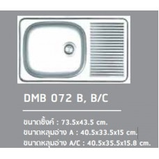 DMB 072 B, B/C ซิงค์ล้างจาน สแตนเลส หลุมเดียว มีที่พักจาน ตราเพชร