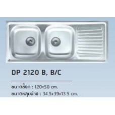 DP 2120 B, B/C ซิงค์ล้างจาน สแตนเลส แบบ2อ่าง มีที่พักจาน ตราเพชร