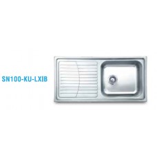 SN100-KU-LXIB ซิงค์ล้างจาน สแตนเลส หลุมเดียว มีที่พักจาน ตราเพชร