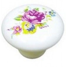 1PS06 ปุ่มจับเฟอร์นิเจอร์เซรามิค ดอกกุหลาบบาน Ceramic Knobs