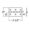 B212-YE-16 บานพับ 2 1/2"ชุบรุ้ง หนา 1.6 มม.