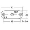 PE02-YE-10 แป้นขาปรับวงรี M10 ชุบรุ้ง