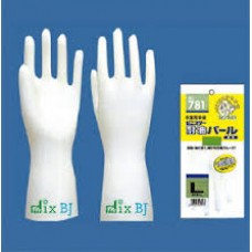 781 ถุงมือเคลือบ PVC ป้องกันน้ำมัน จารบี งานสารเคมี กรด ด่าน สีขาว Towa