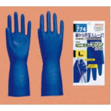 774 ถุงมือ PVC ป้องกัน น้ำมัน จารบี งานสารเคมี กรด ด่าน สีน้ำเงิน Towa